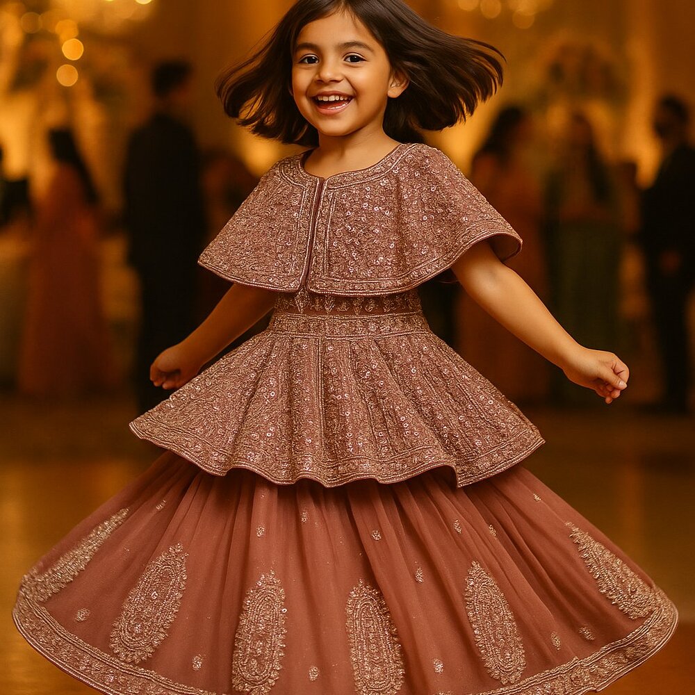 Mirror work dress for girls